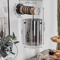 hofstein Parane Applique murale Écru, Noir, 1 lumière