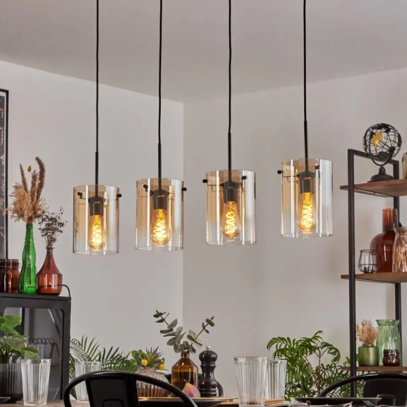 hofstein Parane Suspension Ambre, Clair, 4 lumières