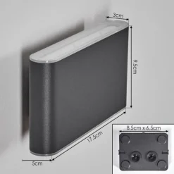 hofstein Paranhas Lampe murale d´extérieur, Luminaire de salle de bain, Luminaire Up & Down, Applique murale Anthracite, 1 lumière