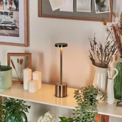 hofstein Parel Lampe de bureau, Lampe à poser LED Nickel mat, 1 lumière