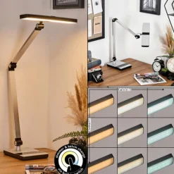 hofstein Pedreiras Lampe de bureau, Lampe à poser, Liseuse LED Noir, Argenté, 1 lumière