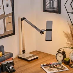 hofstein Pedreiras Lampe de bureau, Lampe à poser, Liseuse LED Noir, Argenté, 1 lumière