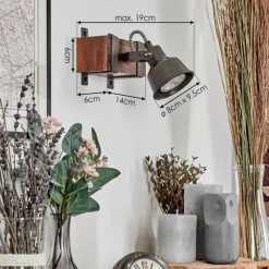 Lampes Industrielles-hofstein Pehefito Applique murale, Spot mural Brun foncé, 1 lumière