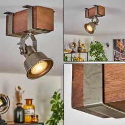 Lampes Industrielles-hofstein Pehefito Plafonnier Brun foncé, Gris, Vert, 1 lumière