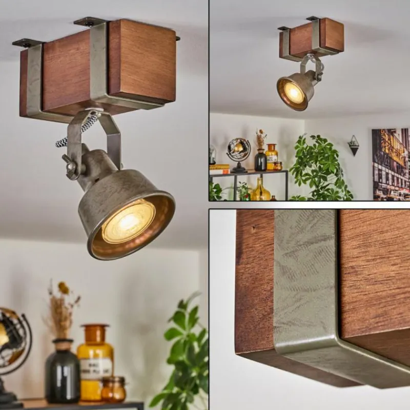 Lampes Industrielles-hofstein Pehefito Plafonnier Brun foncé, Gris, Vert, 1 lumière