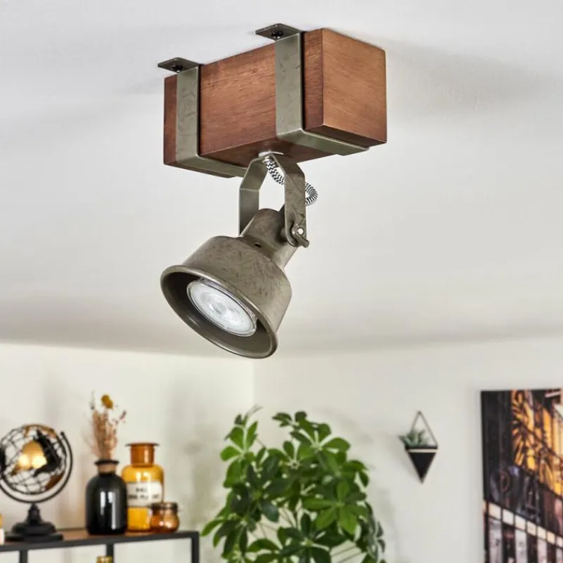 Lampes Industrielles-hofstein Pehefito Plafonnier Brun foncé, Gris, Vert, 1 lumière