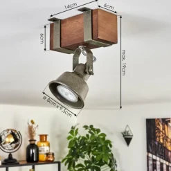 Lampes Industrielles-hofstein Pehefito Plafonnier Brun foncé, Gris, Vert, 1 lumière