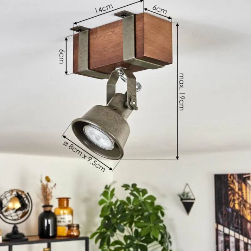 Lampes Industrielles-hofstein Pehefito Plafonnier Brun foncé, Gris, Vert, 1 lumière