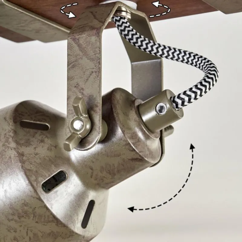 Lampes Industrielles-hofstein Pehefito Plafonnier Brun foncé, Gris, Vert, 1 lumière