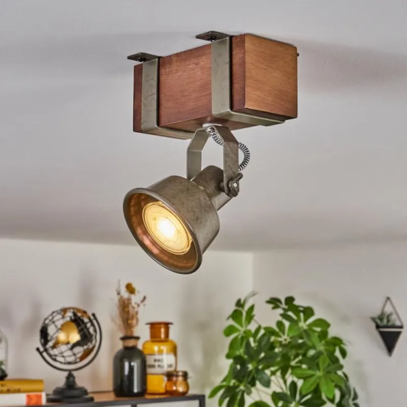 Lampes Industrielles-hofstein Pehefito Plafonnier Brun foncé, Gris, Vert, 1 lumière