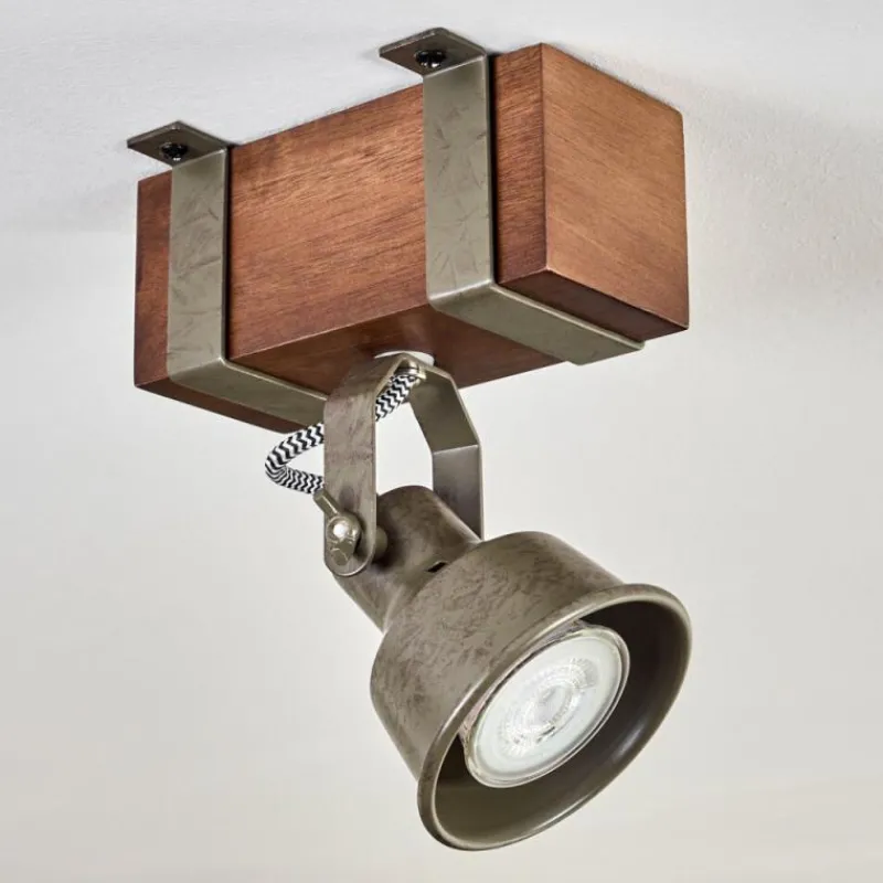 Lampes Industrielles-hofstein Pehefito Plafonnier Brun foncé, Gris, Vert, 1 lumière