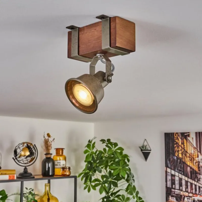 Lampes Industrielles-hofstein Pehefito Plafonnier Brun foncé, Gris, Vert, 1 lumière