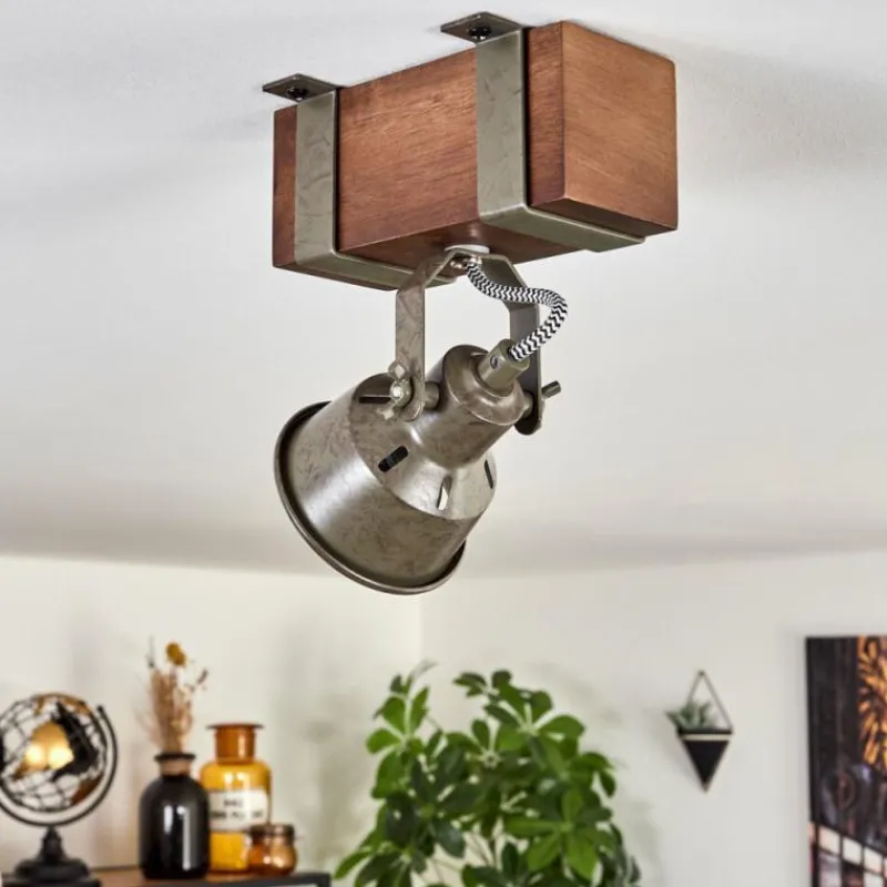 Lampes Industrielles-hofstein Pehefito Plafonnier Brun foncé, Gris, Vert, 1 lumière