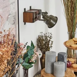 Lampes Industrielles-hofstein Pehefito Plafonnier Brun foncé, Gris, Vert, 1 lumière