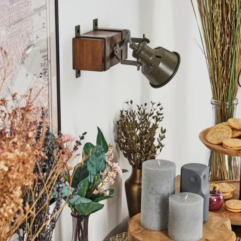 Lampes Industrielles-hofstein Pehefito Plafonnier Brun foncé, Gris, Vert, 1 lumière