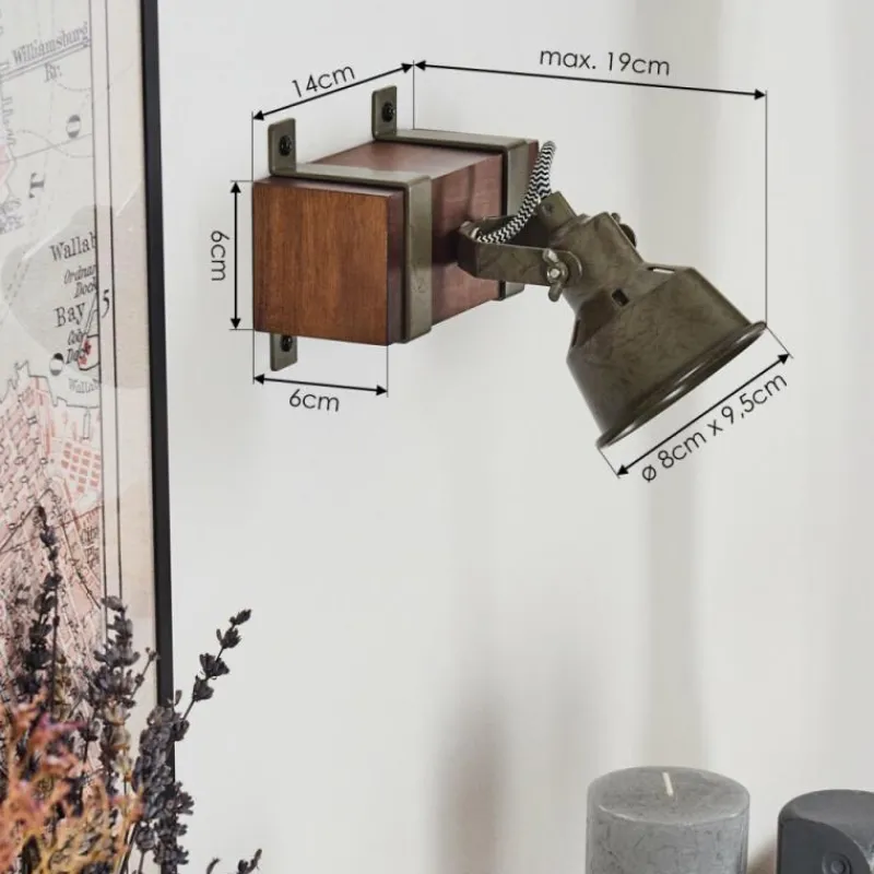 Lampes Industrielles-hofstein Pehefito Plafonnier Brun foncé, Gris, Vert, 1 lumière