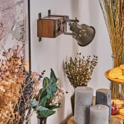 Lampes Industrielles-hofstein Pehefito Plafonnier Brun foncé, Gris, Vert, 1 lumière