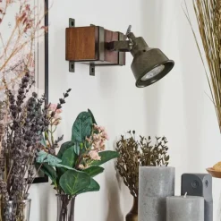 Lampes Industrielles-hofstein Pehefito Plafonnier Brun foncé, Gris, Vert, 1 lumière