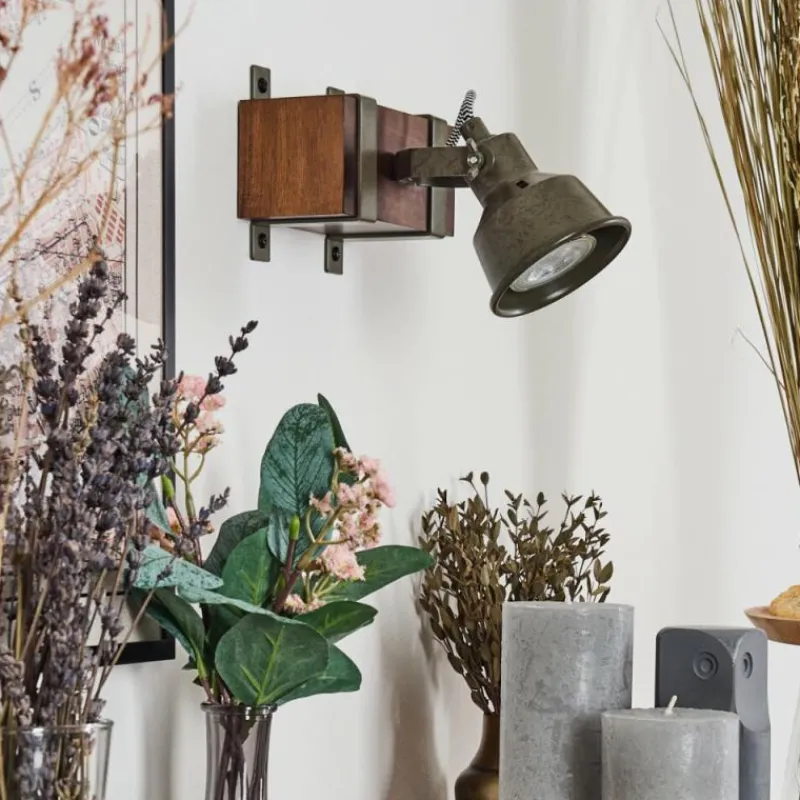 Lampes Industrielles-hofstein Pehefito Plafonnier Brun foncé, Gris, Vert, 1 lumière