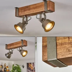 Lampes Industrielles-hofstein Pehefito Plafonnier Brun foncé, Gris, Vert, 2 lumières