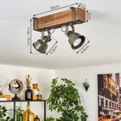 Lampes Industrielles-hofstein Pehefito Plafonnier Brun foncé, Gris, Vert, 2 lumières