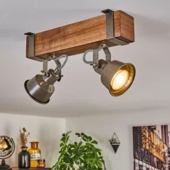 Lampes Industrielles-hofstein Pehefito Plafonnier Brun foncé, Gris, Vert, 2 lumières