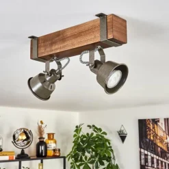 Lampes Industrielles-hofstein Pehefito Plafonnier Brun foncé, Gris, Vert, 2 lumières