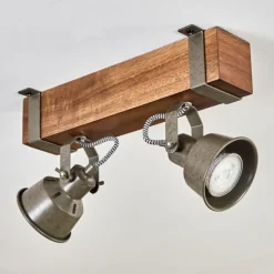 Lampes Industrielles-hofstein Pehefito Plafonnier Brun foncé, Gris, Vert, 2 lumières