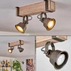 Lampes Industrielles-hofstein Pehefito Plafonnier Gris, Vert, Écru, 2 lumières