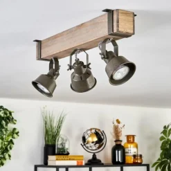 Lampes Industrielles-hofstein Pehefito Plafonnier Gris, Vert, Écru, 3 lumières