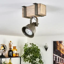 Lampes Industrielles-hofstein Pehefito Plafonnier Gris, Vert, Écru, 1 lumière