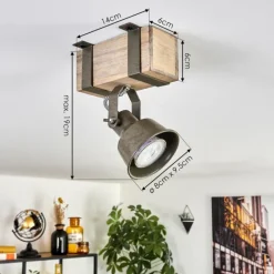 Lampes Industrielles-hofstein Pehefito Plafonnier Gris, Vert, Écru, 1 lumière