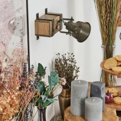 Lampes Industrielles-hofstein Pehefito Plafonnier Gris, Vert, Écru, 1 lumière