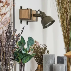 Lampes Industrielles-hofstein Pehefito Plafonnier Gris, Vert, Écru, 1 lumière