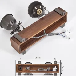 Lampes Industrielles-hofstein Pehefito Plafonnier, Spot de plafond Brun foncé, Gris, 2 lumières