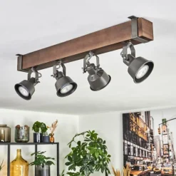 Lampes Industrielles-hofstein Pehefito Plafonnier, Spot de plafond Brun foncé, Gris, 4 lumières