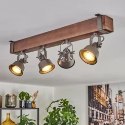 Lampes Industrielles-hofstein Pehefito Plafonnier, Spot de plafond Brun foncé, Gris, 4 lumières