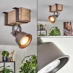 Lampes Industrielles-hofstein Pehefito Plafonnier, Spot de plafond Gris, Écru, 1 lumière