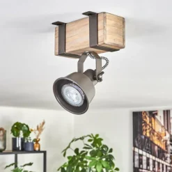 Lampes Industrielles-hofstein Pehefito Plafonnier, Spot de plafond Gris, Écru, 1 lumière