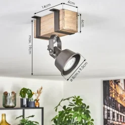 Lampes Industrielles-hofstein Pehefito Plafonnier, Spot de plafond Gris, Écru, 1 lumière