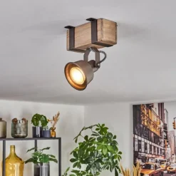 Lampes Industrielles-hofstein Pehefito Plafonnier, Spot de plafond Gris, Écru, 1 lumière