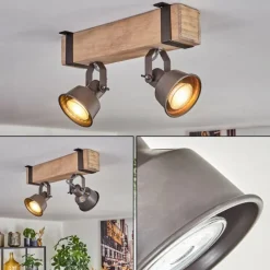 Lampes Industrielles-hofstein Pehefito Plafonnier, Spot de plafond Gris, Écru, 2 lumières