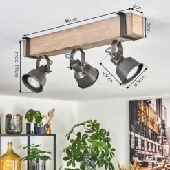 Lampes Industrielles-hofstein Pehefito Plafonnier, Spot de plafond Gris, Écru, 3 lumières