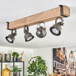 Lampes Industrielles-hofstein Pehefito Plafonnier, Spot de plafond Gris, Écru, 4 lumières