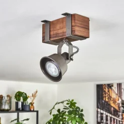 Lampes Industrielles-hofstein Pehefito Plafonnier, Spot de plafond Brun foncé, Gris, 1 lumière