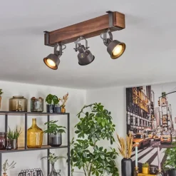 Lampes Industrielles-hofstein Pehefito Plafonnier, Spot de plafond Brun foncé, Gris, 3 lumières