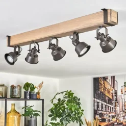 Lampes Industrielles-hofstein Pehefito Plafonnier, Spot de plafond Gris, Écru, 5 lumières