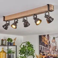 Lampes Industrielles-hofstein Pehefito Plafonnier, Spot de plafond Gris, Écru, 5 lumières