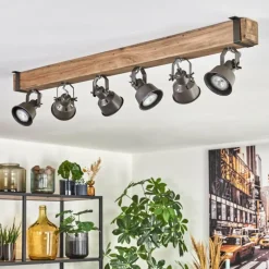 Lampes Industrielles-hofstein Pehefito Plafonnier, Spot de plafond Brun, Gris, 6 lumières