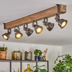 Lampes Industrielles-hofstein Pehefito Plafonnier, Spot de plafond Brun, Gris, 6 lumières